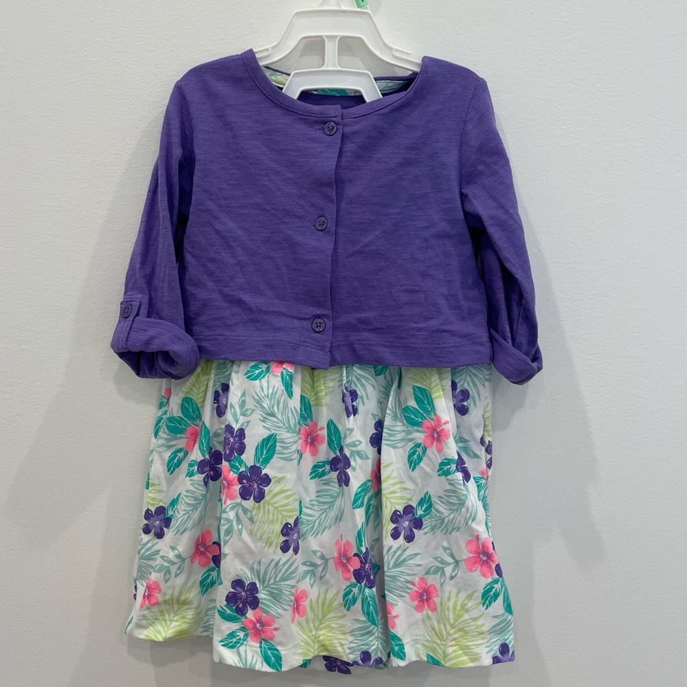 ✨ Carter's Baby Girls 2pc Print Dress Set  cardigan 18m, Purple Floral